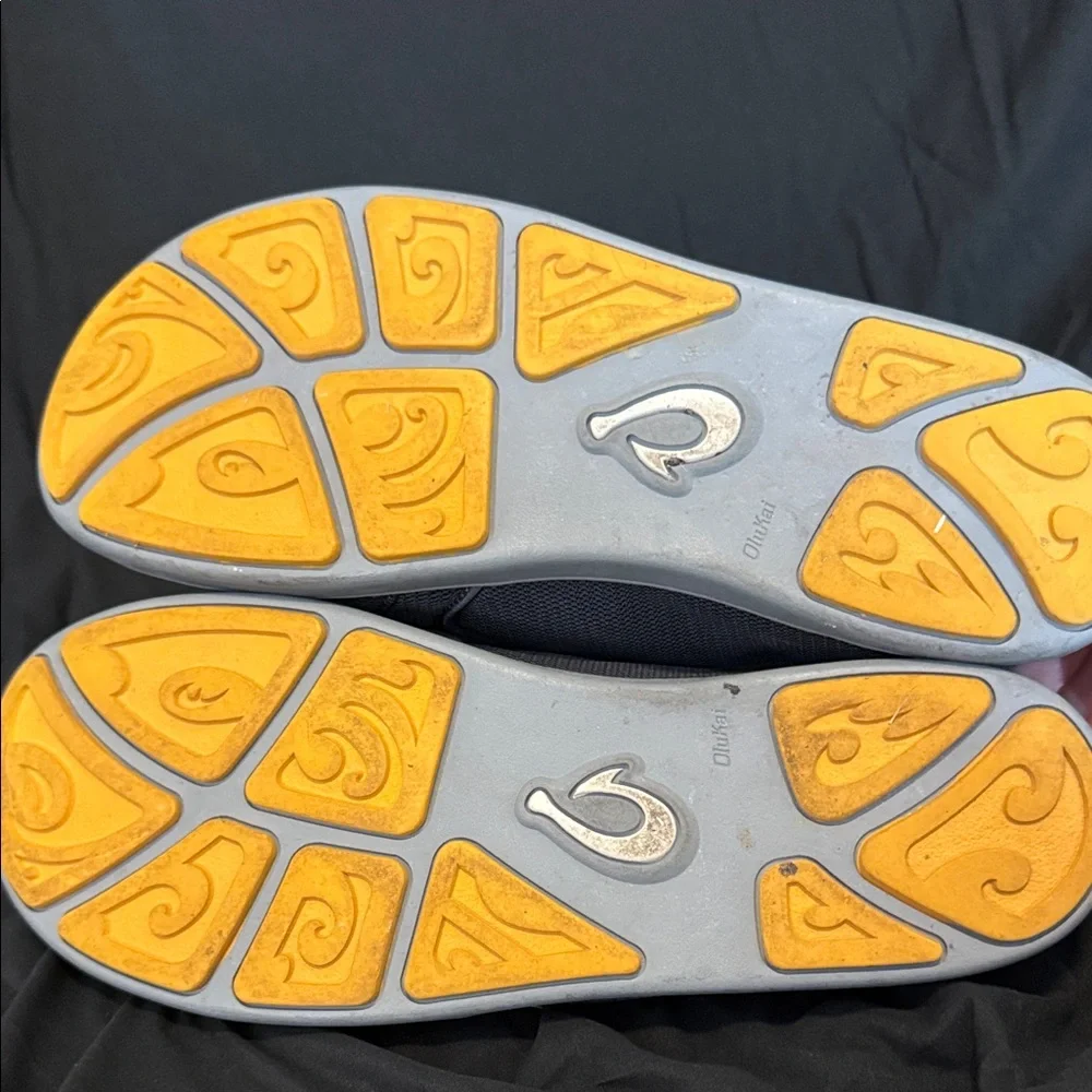 OluKai Men's Charcoal and Orange Slip-On Loafers - Picture 3 of 5